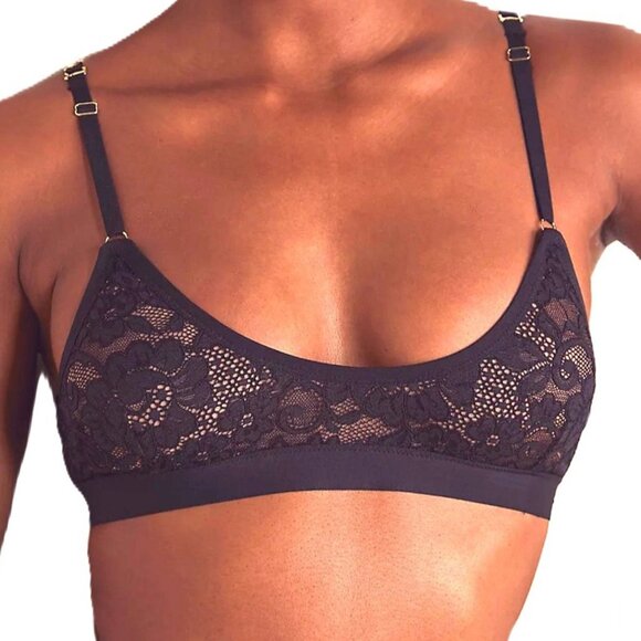 Free People We Are HAH Guard Her Bra Garter Lace Bralette XS Noir Black #80209 - Picture 1 of 6